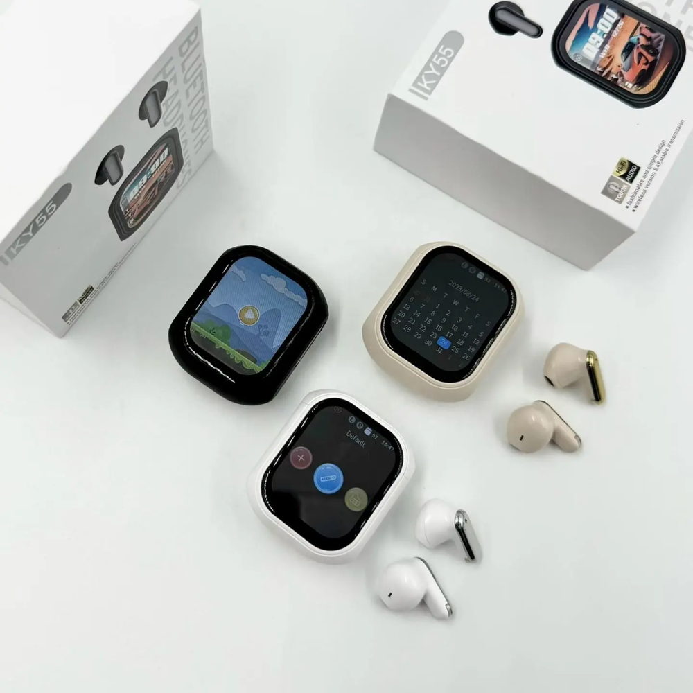 KY55 ANC+ENC Smart Touch  Screen EarBuds | Free Delivery